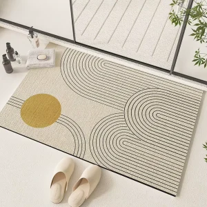 Cream colored Bathroom Mat Quick drying Absorbent Rug Non slip Small Carpet for Restroom