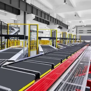 Cross Belt Sorter with Rubber Belt Conveyor Adjustable for Logistics and Warehouses