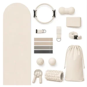 Custom 6mm Oval Shape TPE Pilates Mat with Knee Support Non Slip Sweat Resistant Carrying Strap for Pilates Studios