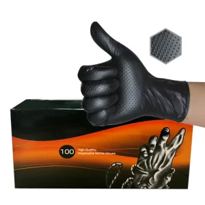 Custom 8mil Durable Black Orange Heavy Duty Thick Mechanic Durable Car Repair Industrial Powder Free Diamond Nitrile Gloves