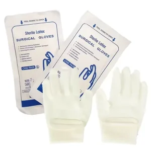 Custom Brand Surgical Sterile Medical Disposable Powder Free Latex White Rubber Gloves Ozone Disinfecting CE Certified