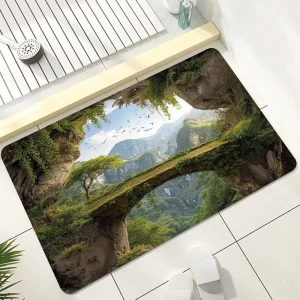 Custom Cushioned Washable 3D Vortex Diatom Rectangle Kitchen and Bathroom Floor Mat Non-Slip Backing