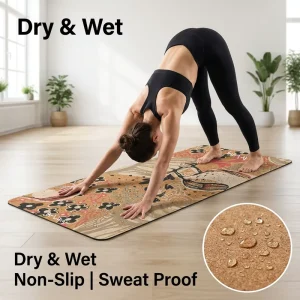 Custom Design Natural Rubber Yoga Mat Chakra Round End Cork UV Printing Yoga Mat