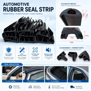 Custom EPDM Automotive Car Window Corner Rubber Seal Strip, Dustproof and Waterproof