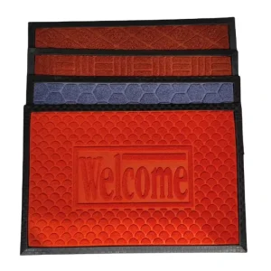 Custom Embossed Rubber Entrance Door Mat Anti-Slip Waterproof Washable Outdoor Mat with Rubber Backing