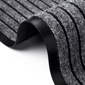 Custom Jacquard Seven-Stripe Polyester and PVC Door Mat with Waterproof Non-Slip Rubber Backing