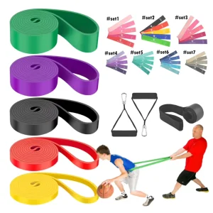 Custom Logo 208 cm Fitness Exercise Bands Set Power Rubber Resistance Bandas De Resistencia for Stretch Home Training Exercise