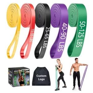 Custom Logo 208 cm Fitness Exercise Bands Set Resistance Bandas De Resistencia Power Rubber Stretch Bands