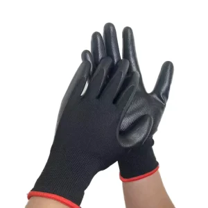 Custom Logo Black Coated Oil Wet Grip Work Gloves Man Rubber Nitrile Palm Dipped Safety Glove Women Mechanic Construction