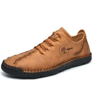 Custom Logo Breathable Walking Flats Boots Fashion Lace up High Top Big Size Men’s Casual Leather Spring Autumn Shoes