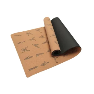 Custom Logo Eco Friendly Natural Cork Yoga Mat 5mm Non slip Rubber Base Gym Fitness Mat for