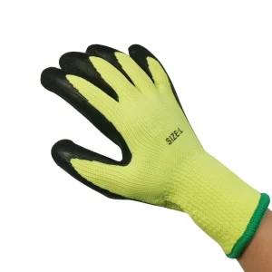 Custom Logo Heavy Duty Acrylic Terry Warm Green Concrete Wrinkle Latex Rubber Palm Coated Winter Safety Labor Gloves for Work