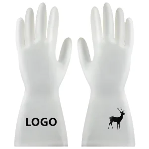 Custom Logo Long Sleeve White PVC Rubber Gloves Waterproof Household Gloves For Kitchen Cleaning Dishwashing General Purpose Use