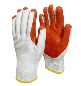 Custom Logo Oil Orange Palm Chemical Resistant Anti Slip White Poly Cotton Lining Rubber Coated Work Labor Gloves Safety
