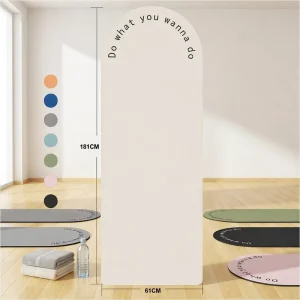 Custom Logo Oval TPE Yoga Mat Eco Friendly Water Resistant Non Slip Cream White Pilates Workout Mat