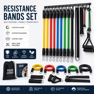 Custom Logo Resistance Bands Set Premium Latex Exercise Tubes for Strength Training Factory Direct Fitness Equipment Kit