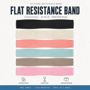 Custom Logo Silicone Flat Resistance Band Latex Free Molded LB Marking Non Slip Embossed for Gym Booty Home Workout