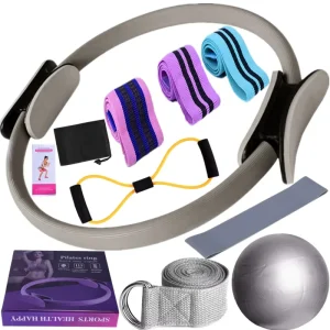 Custom Logo Yoga Starter Kit with Ring Ball and 3 Resistance Bands Natural Rubber Unisex for Fitness Pilates