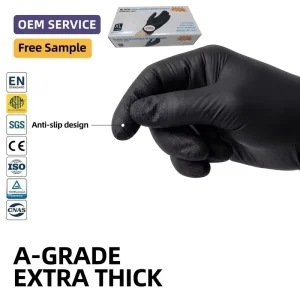 Custom Manufacture Safety Protective Examination Powder Free Blue Black Disposable Medical Nitrile Gloves