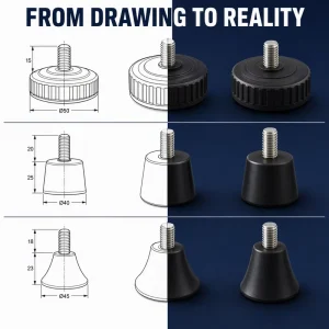 Custom OEM Heavy Duty Adjustable Rubber Anti Vibration Furniture Machinery Leveling Feet