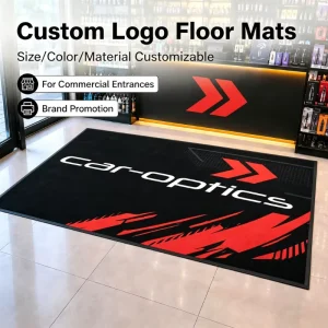 Custom Printed Black Logo Entrance Mat with Personalized Name Option for Commercial Entrances