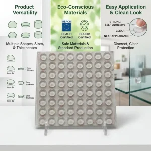Custom-Size Self-Adhesive Round Rubber Foot Pads for Chairs Desks and Tables