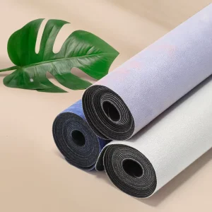 Custom Suede Yoga Mat Natural Rubber Base Anti Slip Eco Mat with Moisture Wicking Top for Travel & Studio