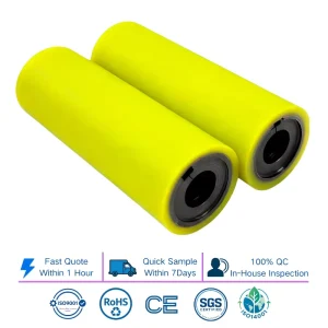 Custom Thermal Bonding PU Coated Conveyor Drum Wear Resistant Yellow Transfer Conveyor Drum for Automation Conveyor Line