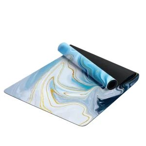 Customized Gold stamped Water Ripple Texture Yoga Mat Pu Rubber Yoga Mat Eco Friendly Reusable Natural Rubber Yoga Mat Non slip