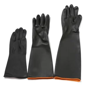 Customized black rubber glove with thickened cuffs and long sleeves for chemical corrosion protection safety labor rubber glove