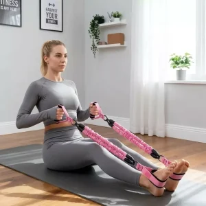 Detachable Pedal Resistance Band Adjustable Full Body Workout Exercise Tube with Handle Foot Strap for Home Gym Yoga Pilates