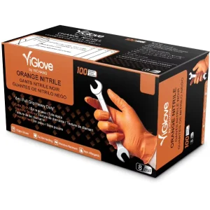 Disposable 6 7 8 9 10 Mil Orange Heavy Duty Diamond Textured Heavy Duty Nitrile Gloves For Mechanics Industrial