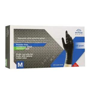 Disposable Gloves Black Nitrile Latex Thickened Durable Food Grade Rubber Medical Examination Protection 100 Per Box