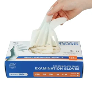 Disposable Latex Exam Gloves Powder Free Natural Rubber Medical Inspection Gloves