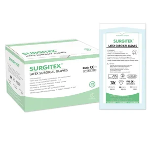 Disposable Latex Powdered Sterile Rubber Medical Surgical Gloves Class I English packaged