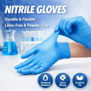Disposable Nitrile Examination Gloves Powder Free Latex Free Ozone Disinfecting Industrial Food Grade Safety 4 Mil Thick