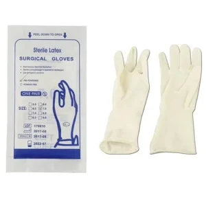 Disposable Powdered and Powder Free Rubber Latex Gloves Pack in Pairs Medical Use Examination Sterile Latex Surgical Gloves