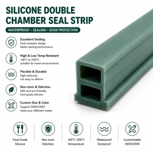 Double-Cavity Hollow Extruded Silicone Rubber Seal Strip for Doors Windows and Cabinets Weatherproof