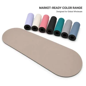 Dual Layer PU Rubber Workout Mat 183x68cm Capsule Shape Rounded Ends Anti Slip Hot Yoga Pilates Mat Custom Logo OEM Manufacturer