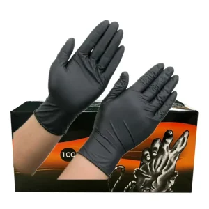 Durable 5 Mil 6 Mil Black Industrial Mechanical Heavy Duty Black Full Textured Nitrile Glove Disposable Gloves