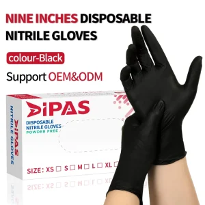 Durable 9 Inch Black Nitrile Gloves Powder Free Suitable for Industrial & Food Use