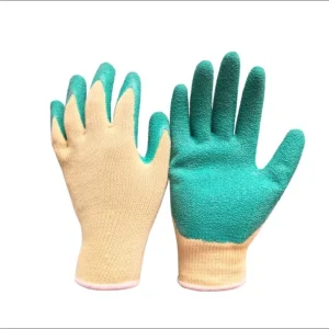 Durable Latex Rubber Coated Crinkled Labor Protection Gloves with Knit Wrist Cuff for Gardening Construction Electric Welding