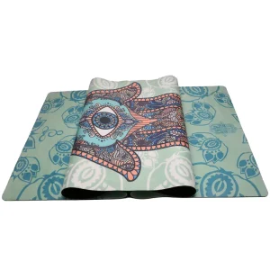 Durable Rubber Suede Yoga Mat 5mm Thick High Density Eco Friendly Rubber Resistant to Wear Tear Custom Print Option