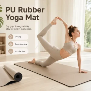 Durable and Wide Anti Slip 5mm PU Acoustic Yoga Mat with Camouflage Clash Design and Carrying Strap