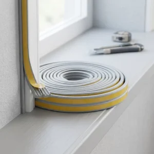 E-Shape EPDM Rubber Seal Strip White Black Brown Self-Adhesive for Wardrobe Doors and Windows