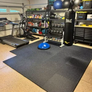 EPDM Exercise Equipment Mats Upgraded Rubber Top with High Density EVA Foam Large Interlocking Puzzle Gym Flooring for Equipment