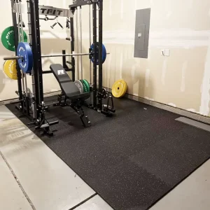 EPDM Gym Rubber Floor Mats, Shock-Absorbing Soundproofing Mats for Treadmills and Dumbbells, Interlocking Floor Tiles