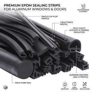 EPDM Inlaid Rubber Seal Strip for Aluminum Alloy Door and Window Profile Grooves