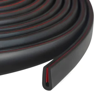 EPDM Rubber Edge Trim U-Channel Self-Adhesive Edge Guard for Sheet Metal and Car Doors, 1/16 in x 10 ft, Black