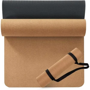Eco Friendly Durable Natural Cork Yoga Mat with High Density Rubber Base